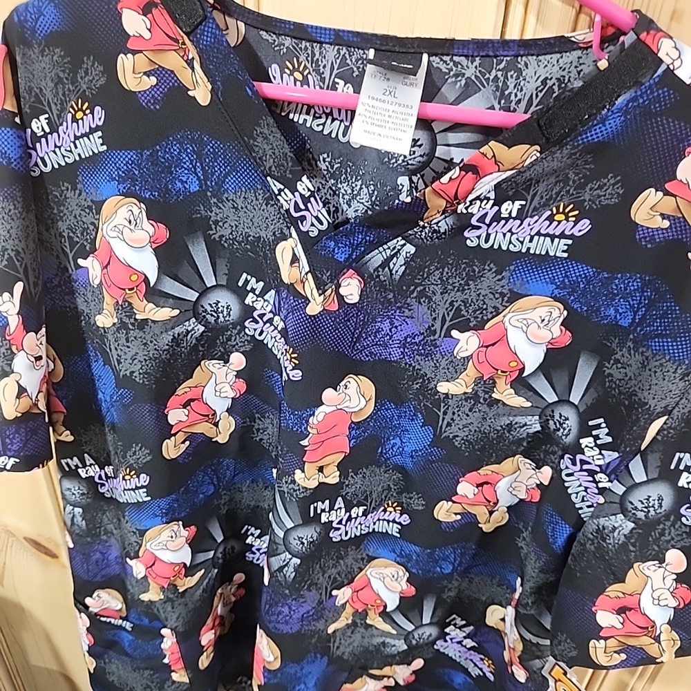 Cherokee Black and Blue Cartoon Print Top